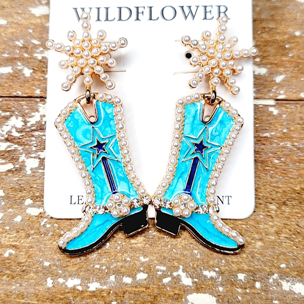 BLUE BOOT EARRINGS